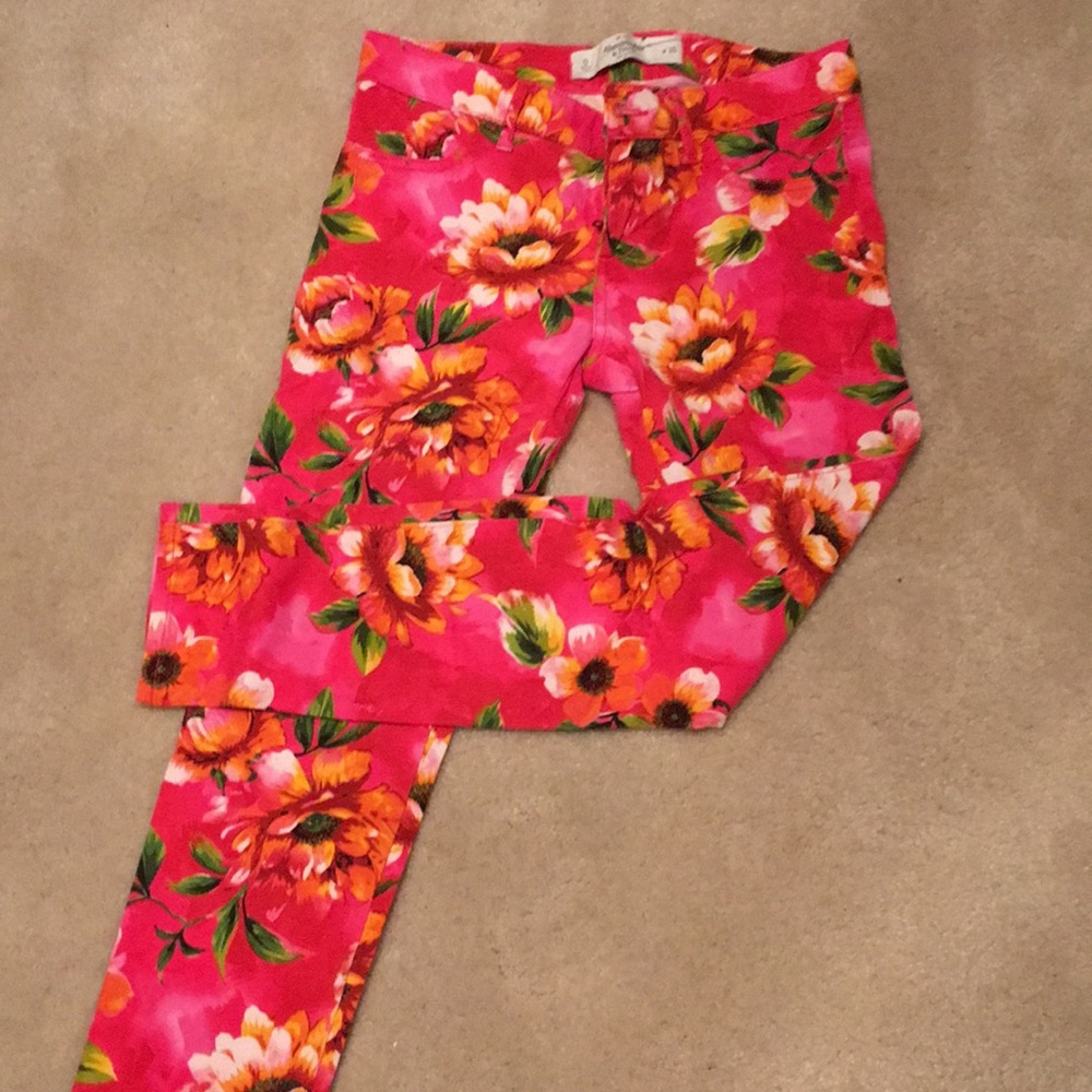 Abercrombie and Fitch floral jeans